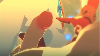 Cyswllt a mipha chwedl o zelda anadlu yn y gwyllt a wneir gan sableserviette
