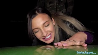 PublicAgent Curvy busty hottie dina outdoor peuting blowjob jeung bangsat