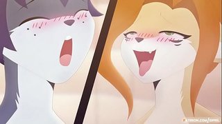 Eipril rhyw blewog yn yr ystafell ymolchi